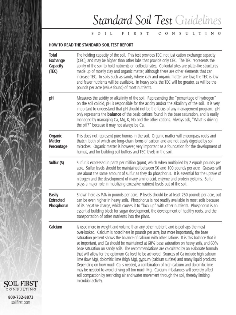 Comprehensive Soil Test Guidelines | PDF | Soil | Plant Nutrition