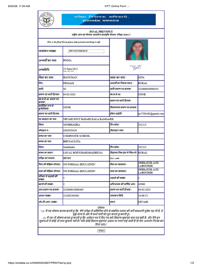 NTT - Online Form | PDF