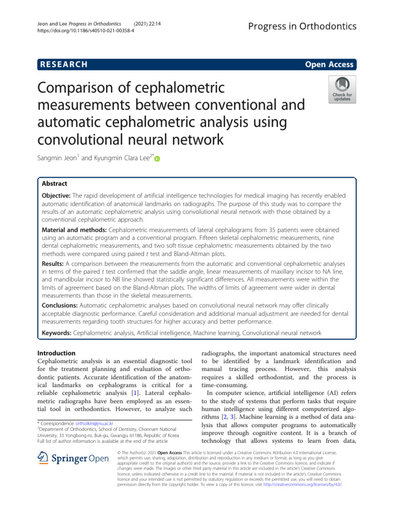AI vs Conventional Cephalometric Analysis | PDF
