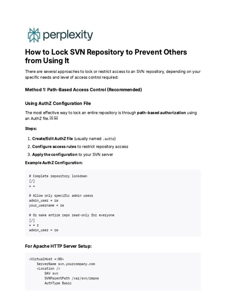 Locking SVN Repository Access Methods | PDF | Sudo | Access Control
