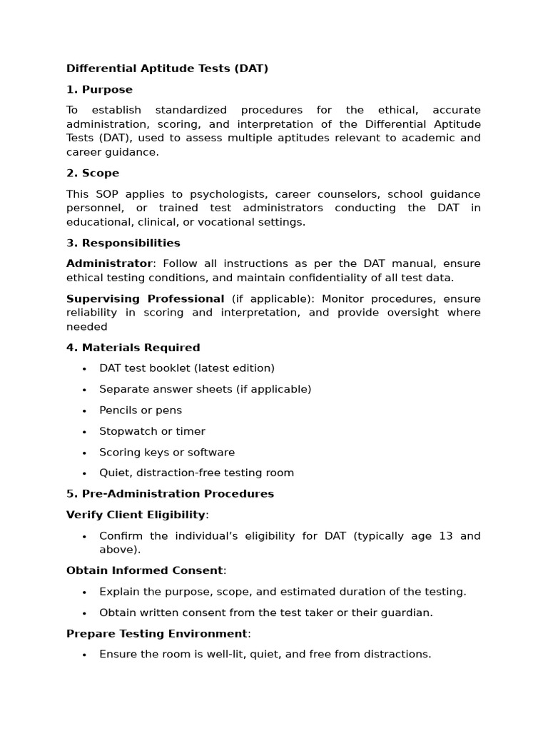 Differential Aptitude Tests | PDF | Psychology