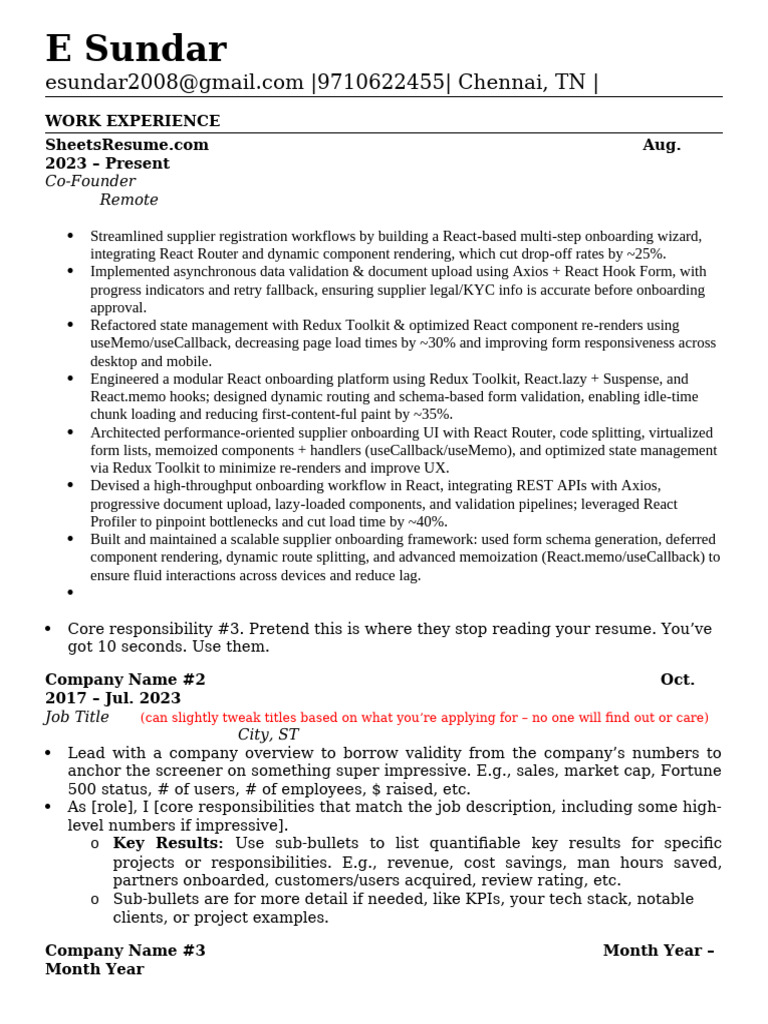 React Developer Resume Overview | PDF | Computing | Software Engineering