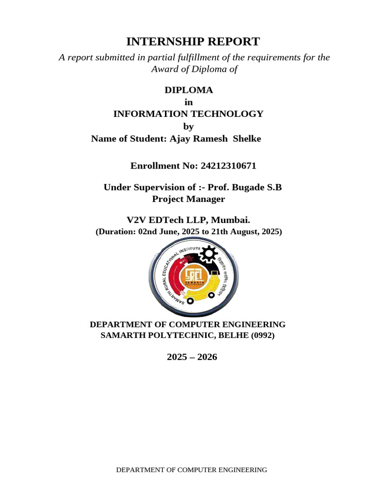 Internship Report: Information Technology | PDF | Method (Computer ...