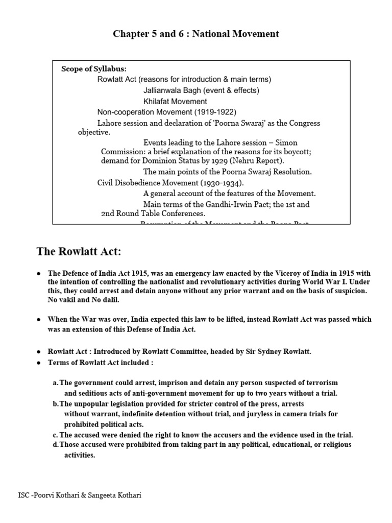 Rowlatt Act and Jallianwala Bagh Massacre | PDF | Mahatma Gandhi ...