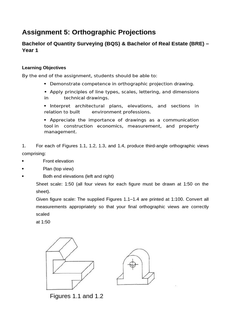 Assignment 5 First Year Bre 107& Bqs109 Orthographic Drawings.21.09. ...