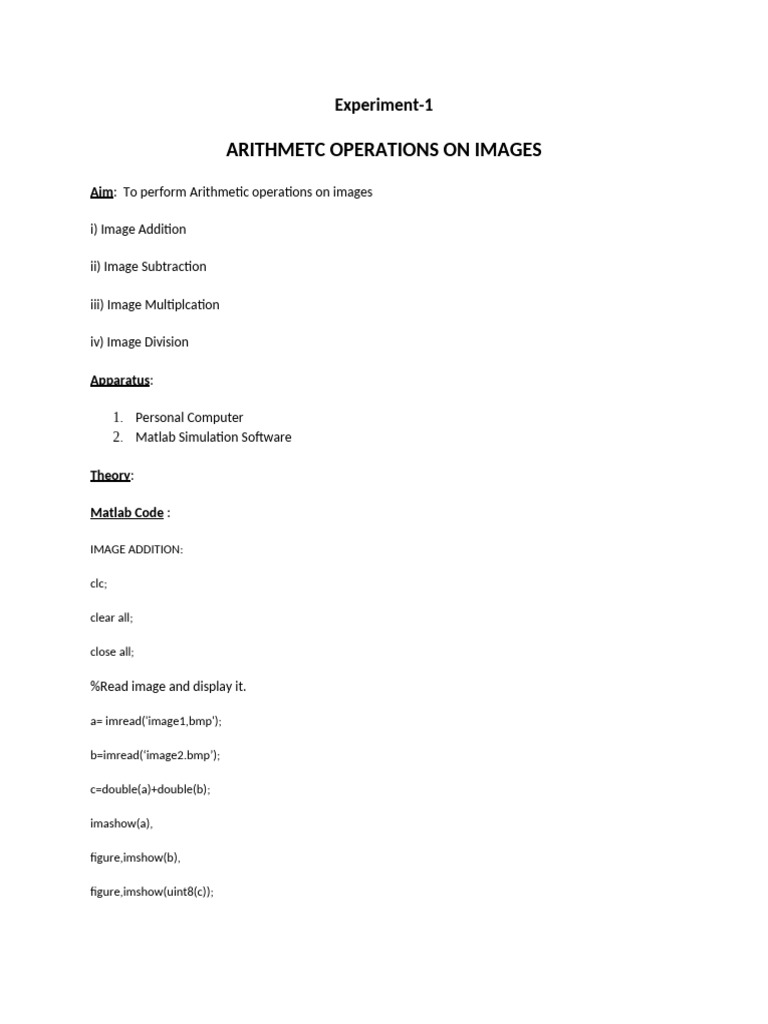 Image Processing Operations in MATLAB | PDF | Rgb Color Model | Data ...