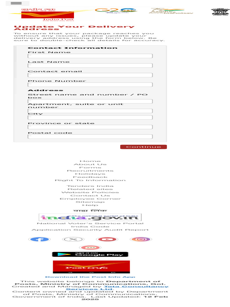 Address - Government of India, Department of Post | PDF