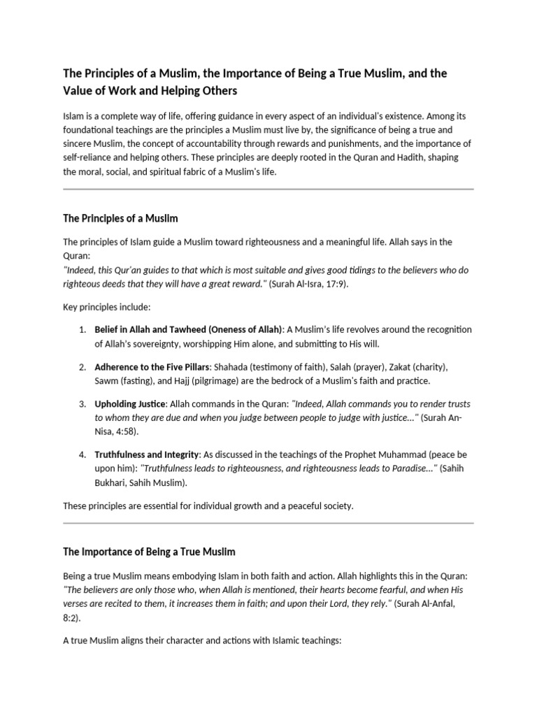 Principles of True Muslim Life | PDF | Spirituality | Religious Belief ...