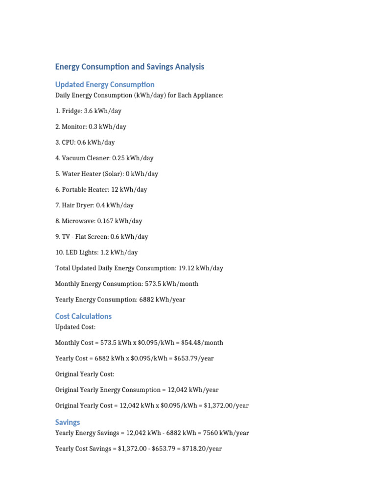 Energy Consumption Savings Analysis | PDF