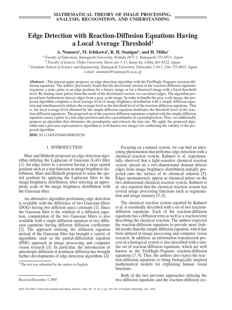 Edge Detection via Reaction-Diffusion | PDF | Applied Mathematics ...