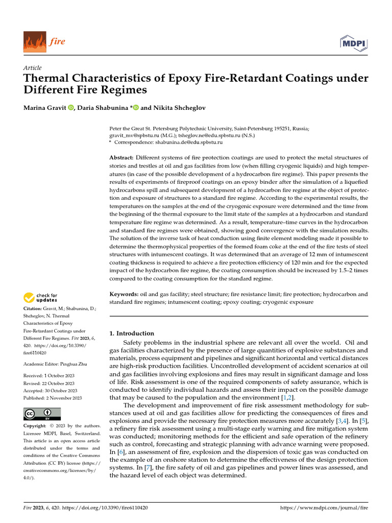 Thermal Properties of Epoxy Fire Coatings | PDF | Plaster | Fires