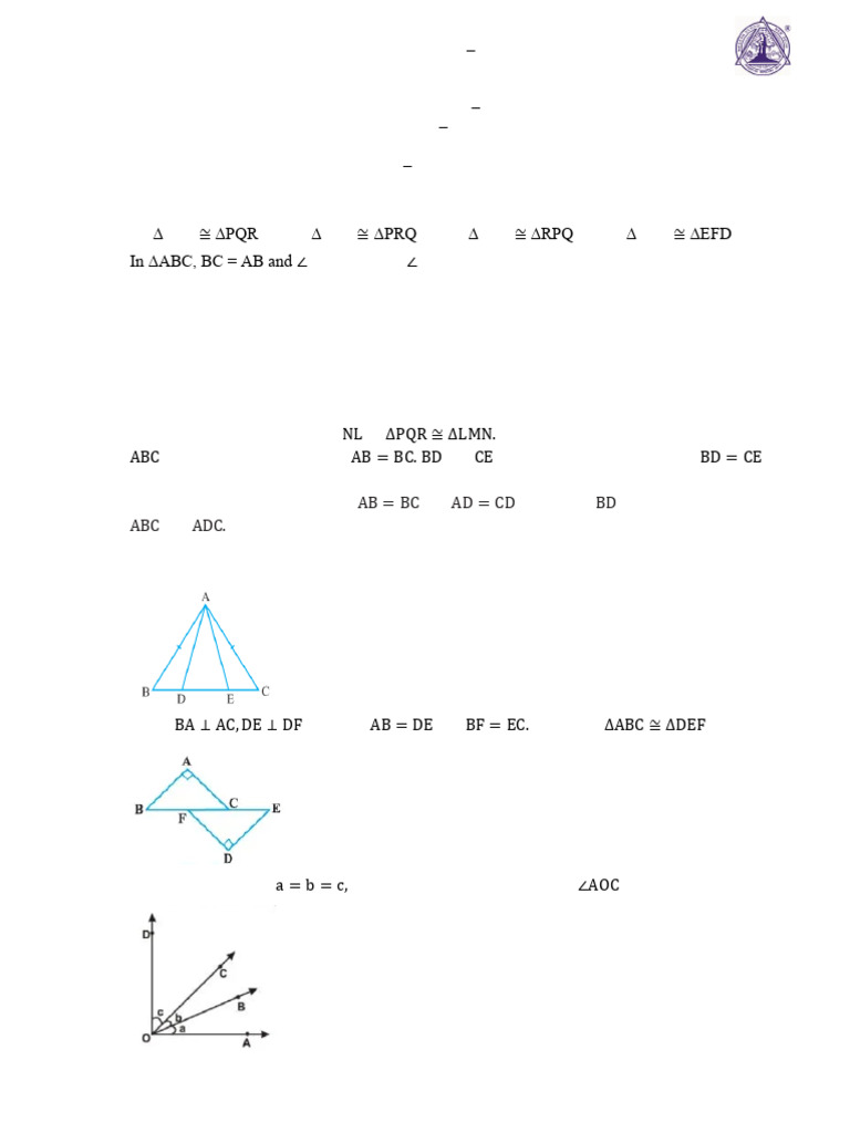 Mathematics Worksheet on Triangles S4 | PDF