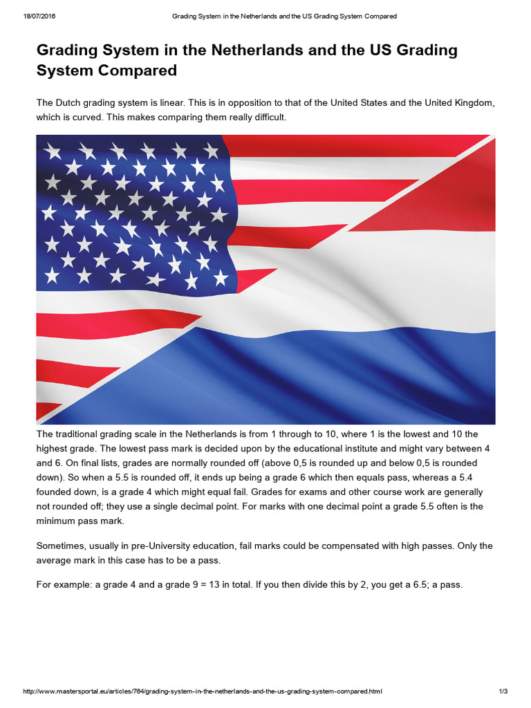 Dutch and US Grading System Comparison | PDF | University And College ...