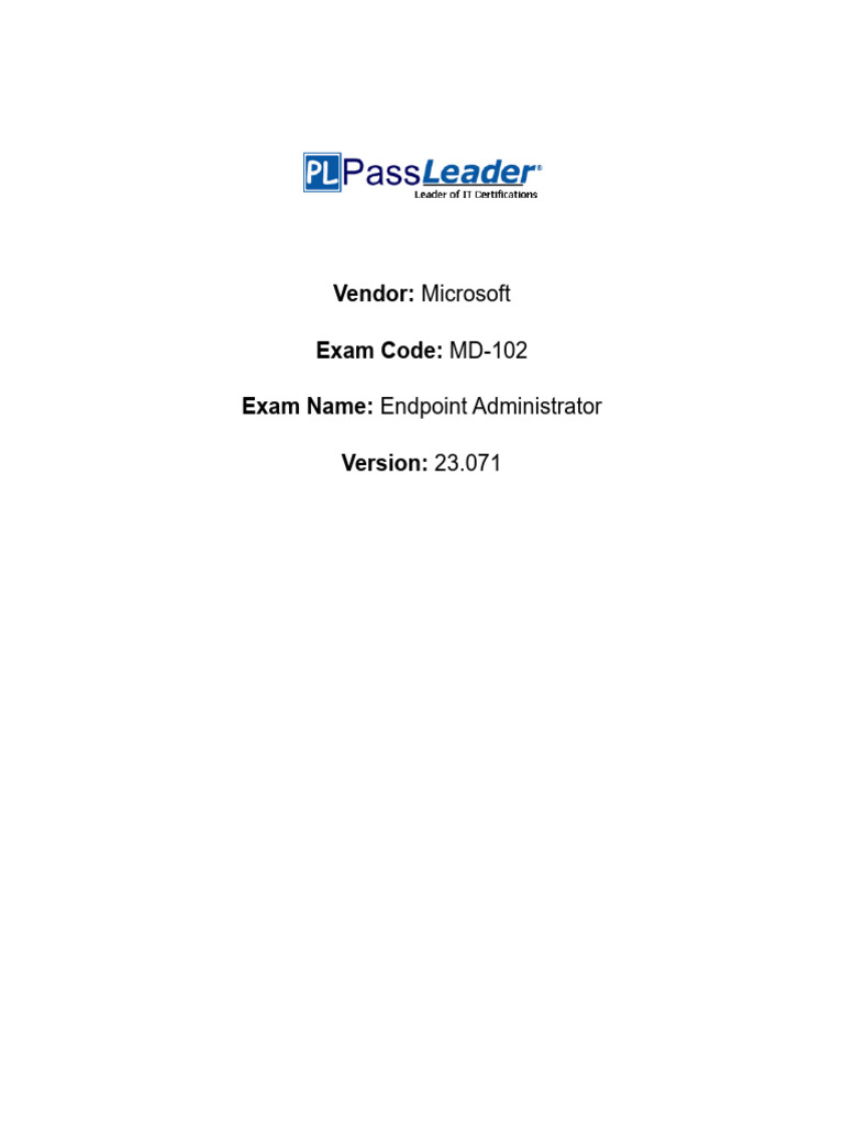 MD-102 Exam Guide: Endpoint Admin Solutions | PDF | Active Directory ...