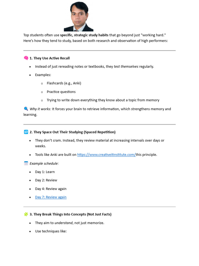 Effective Study Habits of Top Students | PDF | Cognition | Cognitive ...
