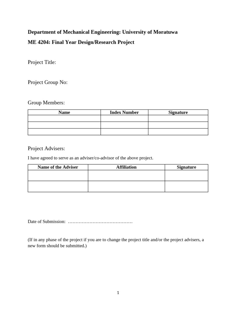 Project Title Submission Form | PDF
