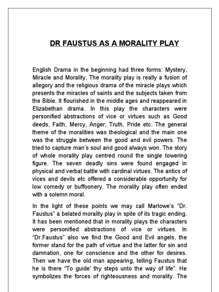 DR Faustus As A Morality Play PDF Seven Deadly Sins Christianity