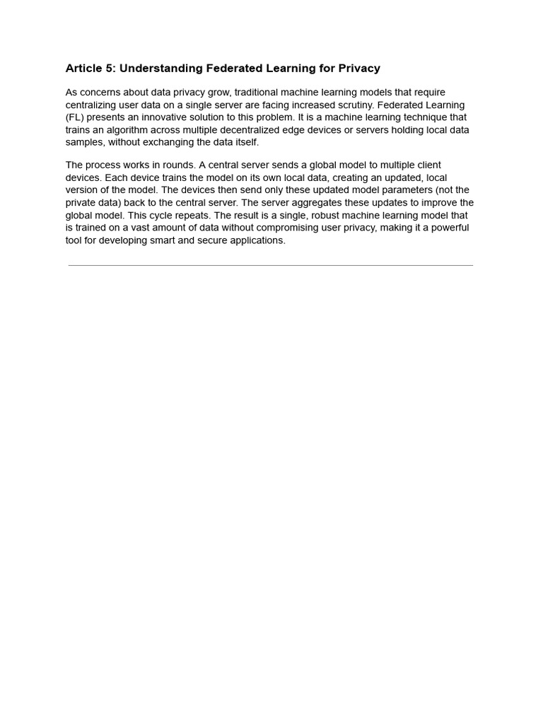 Federated Learning: A Privacy Solution | PDF