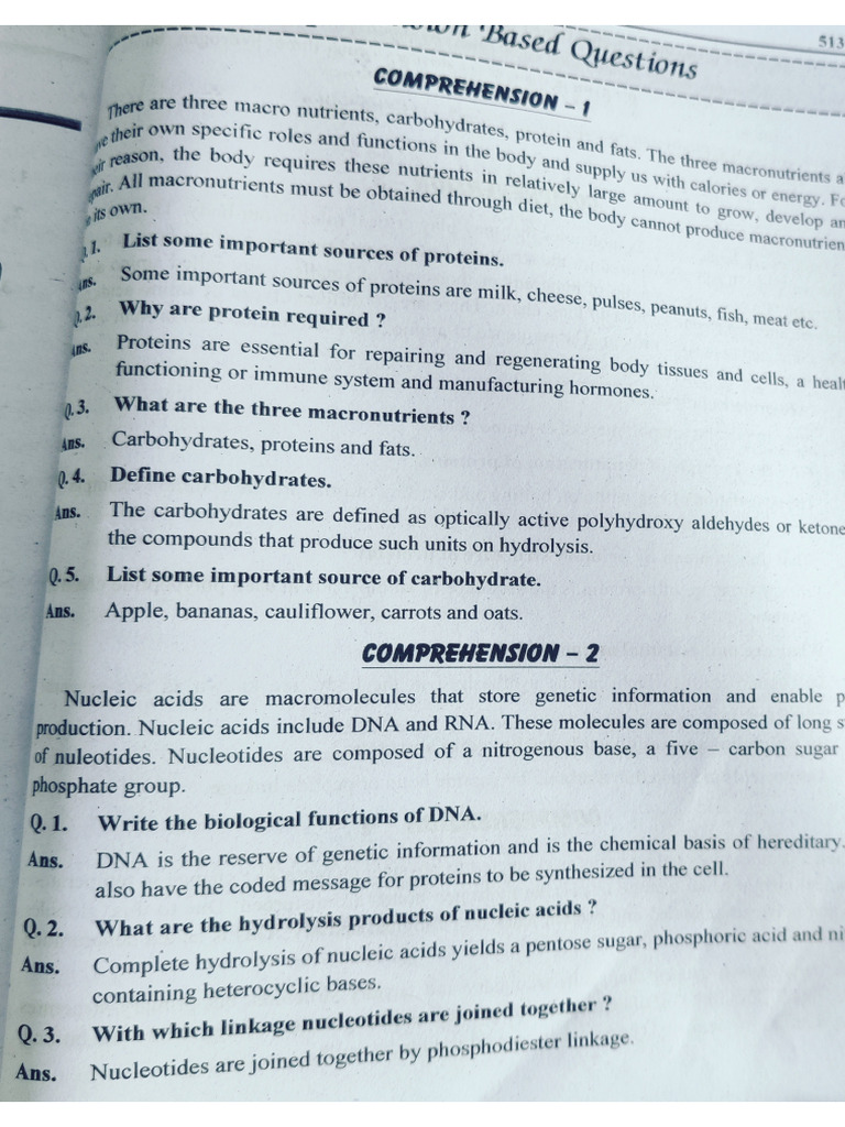 Comprehension CH Biomolecules | PDF