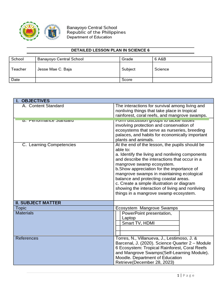 I Am Sharing 'DLP in Science 6' With You | PDF | Mangrove | Coast