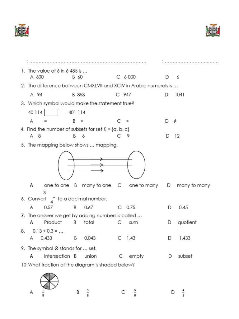 Grade 6 Mathematics Test 2025 | PDF | Mathematics