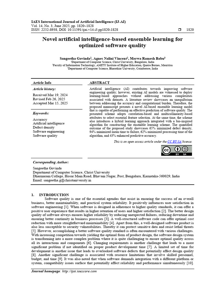 Novel Artificial Intelligence-Based Ensemble Learning For Optimized ...