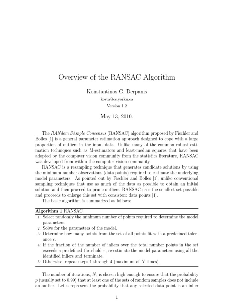 Overview of the RANSAC Algorithm | PDF | Econometrics | Algorithms