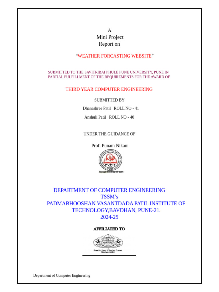 Weather Forecasting Website Project Report | PDF