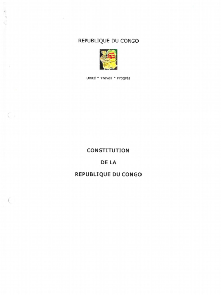 Constitution de La Republique Du Congo Gouvernement Et Autres ...