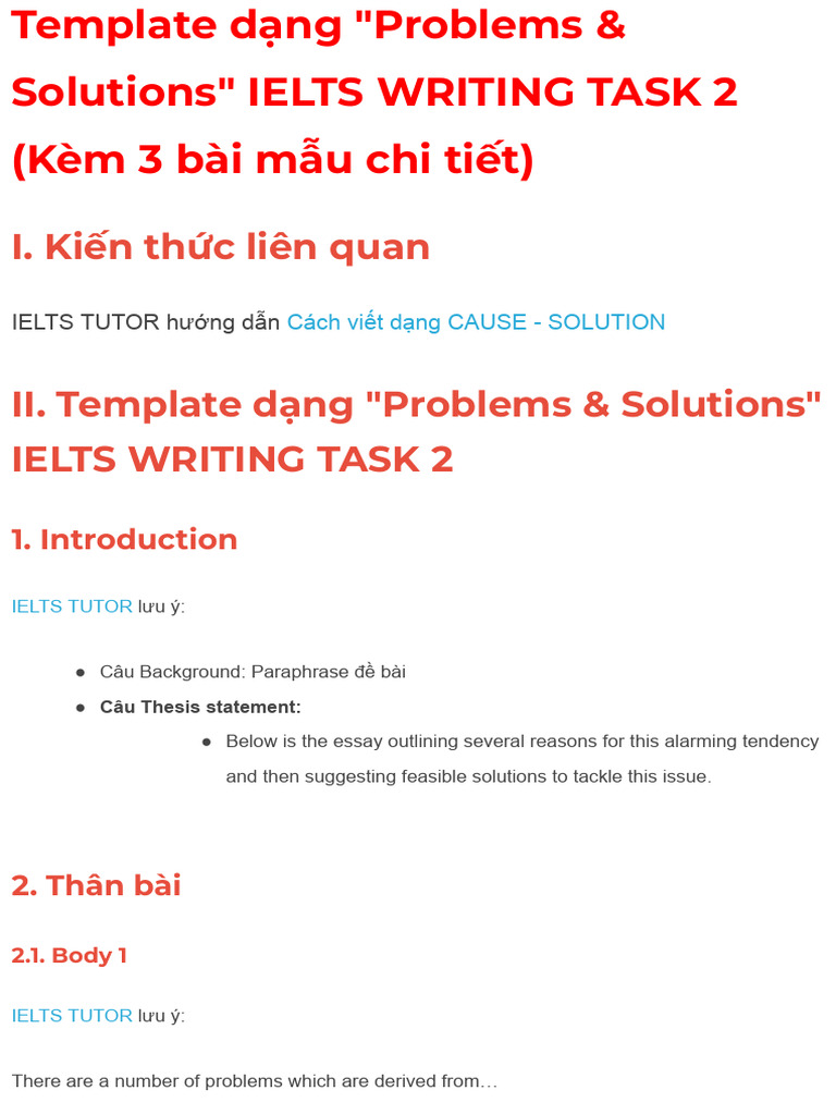 IELTS Writing Task 2: Problems & Solutions Template | PDF | Climate ...