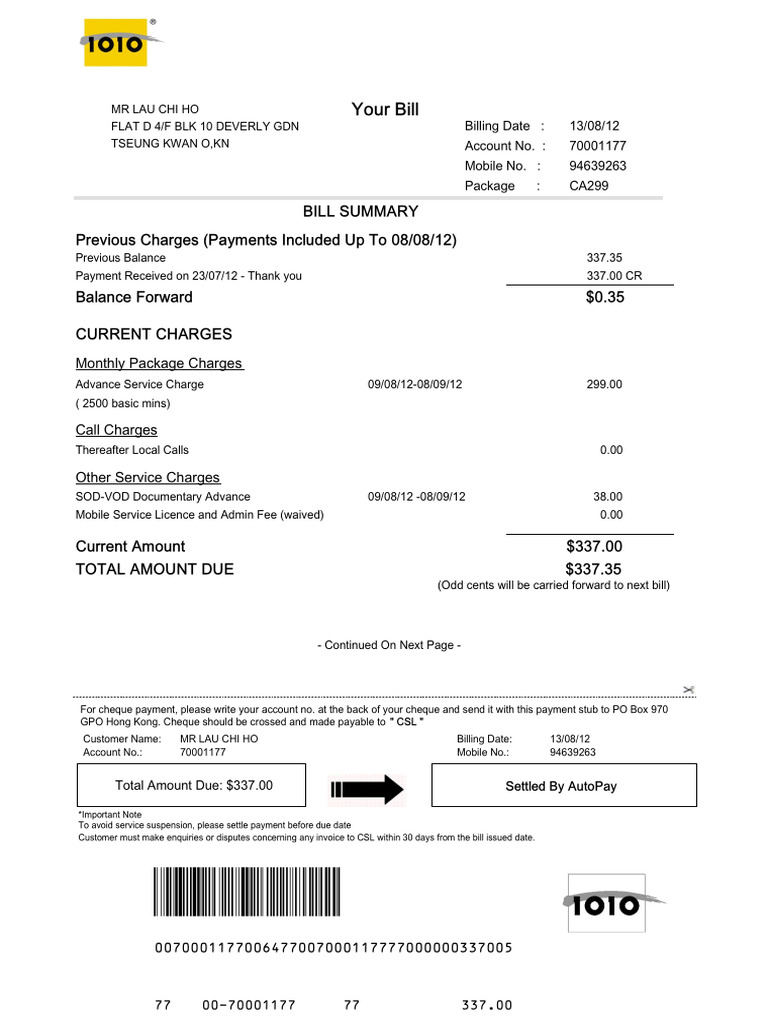 бил Гонконг на Английском | PDF | Cheque | Fee