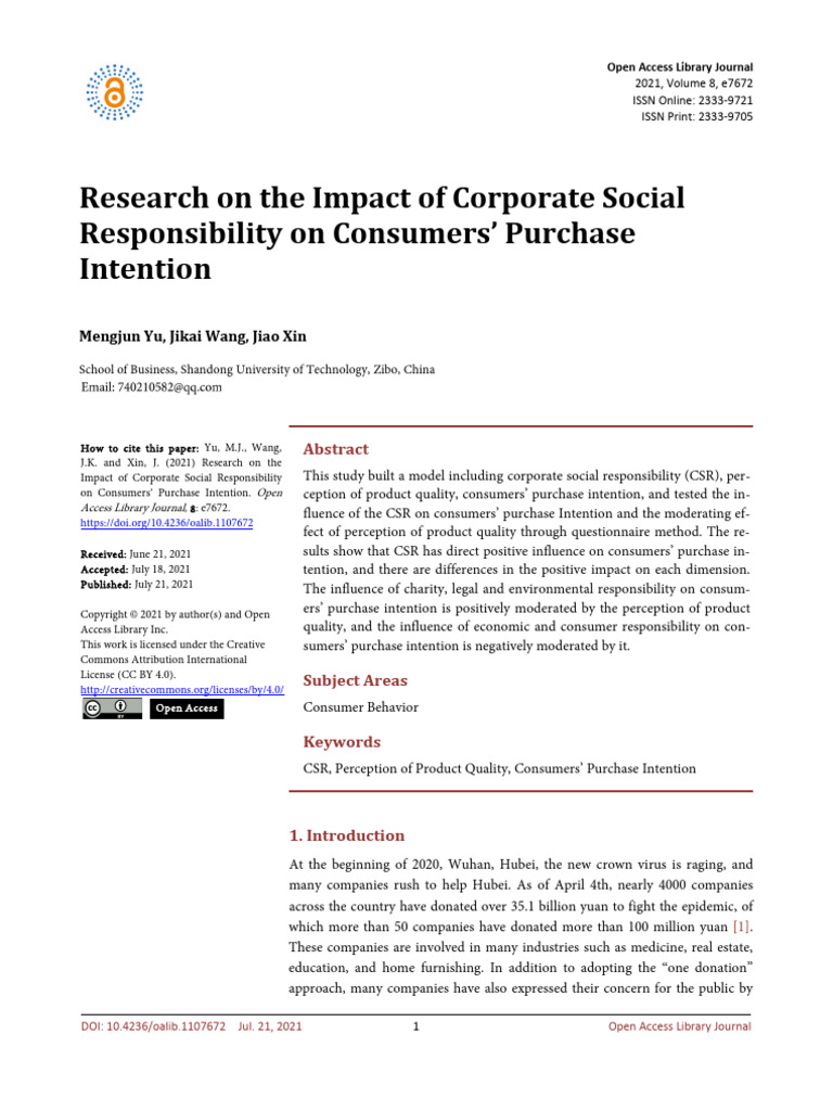 Research On The Impact of Corporate Social Respons | PDF | Corporate ...