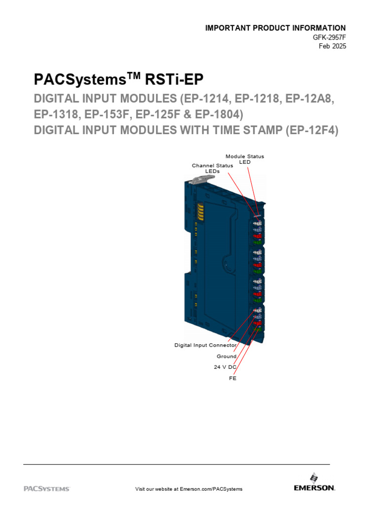 Emerson RSTi EP Digital Input Modules Datasheet | PDF | Electrical ...