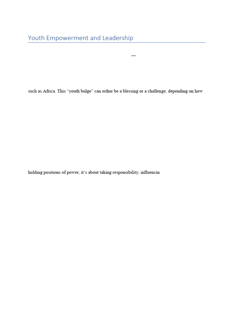 Youth Empowerment and Leadership | PDF | Empowerment | Leadership