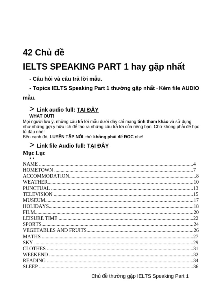 IELTS Speaking Part 1 Topics Guide | PDF | News | Weather