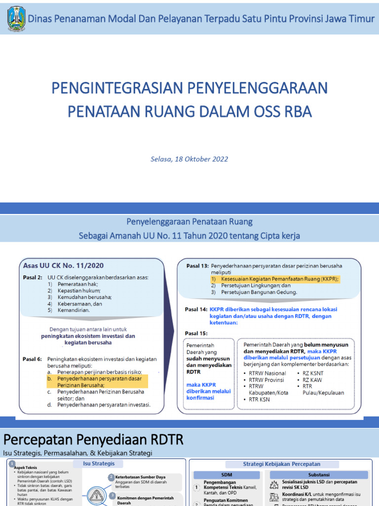 Integrasi Penataan Ruang dalam OSS RBA | PDF