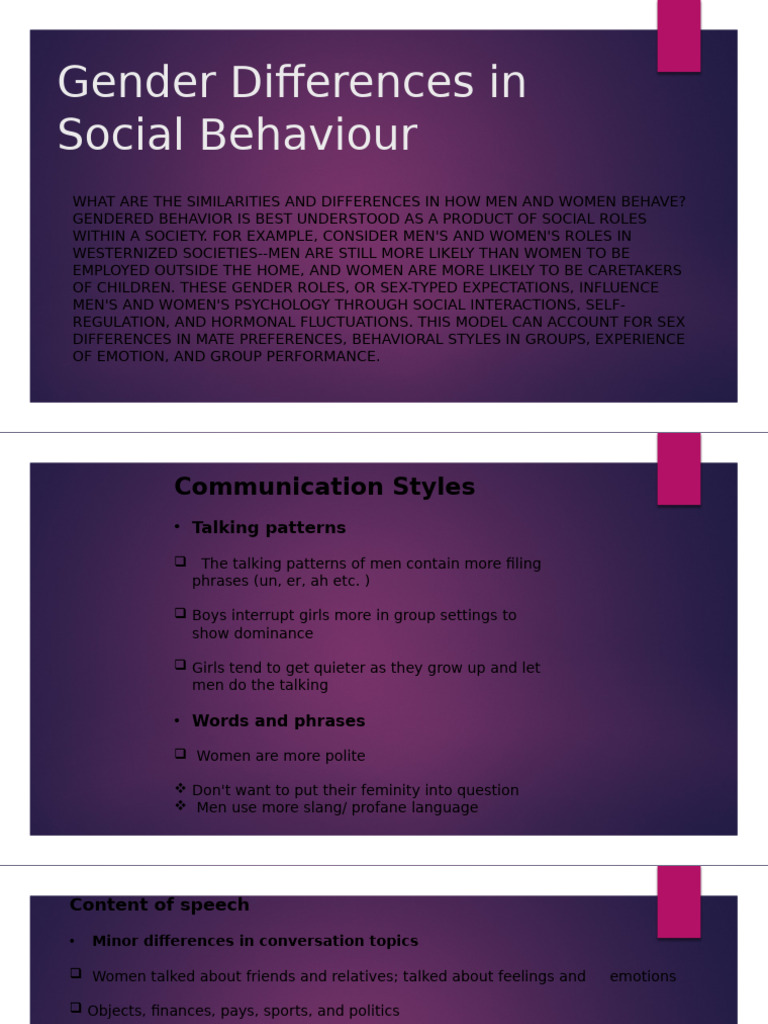 Gender Differences in Social Behavior | PDF | Gender Studies | Gender