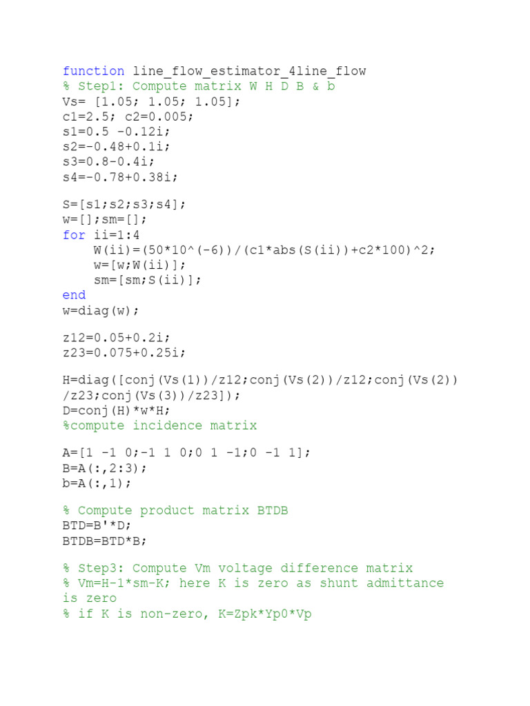Function Line Estimator 3bus | PDF