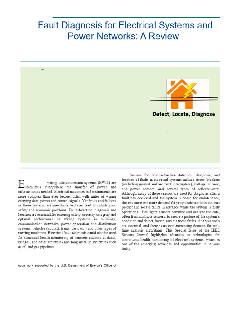 Fault Diagnosis in Electrical Systems | PDF | Electric Power ...