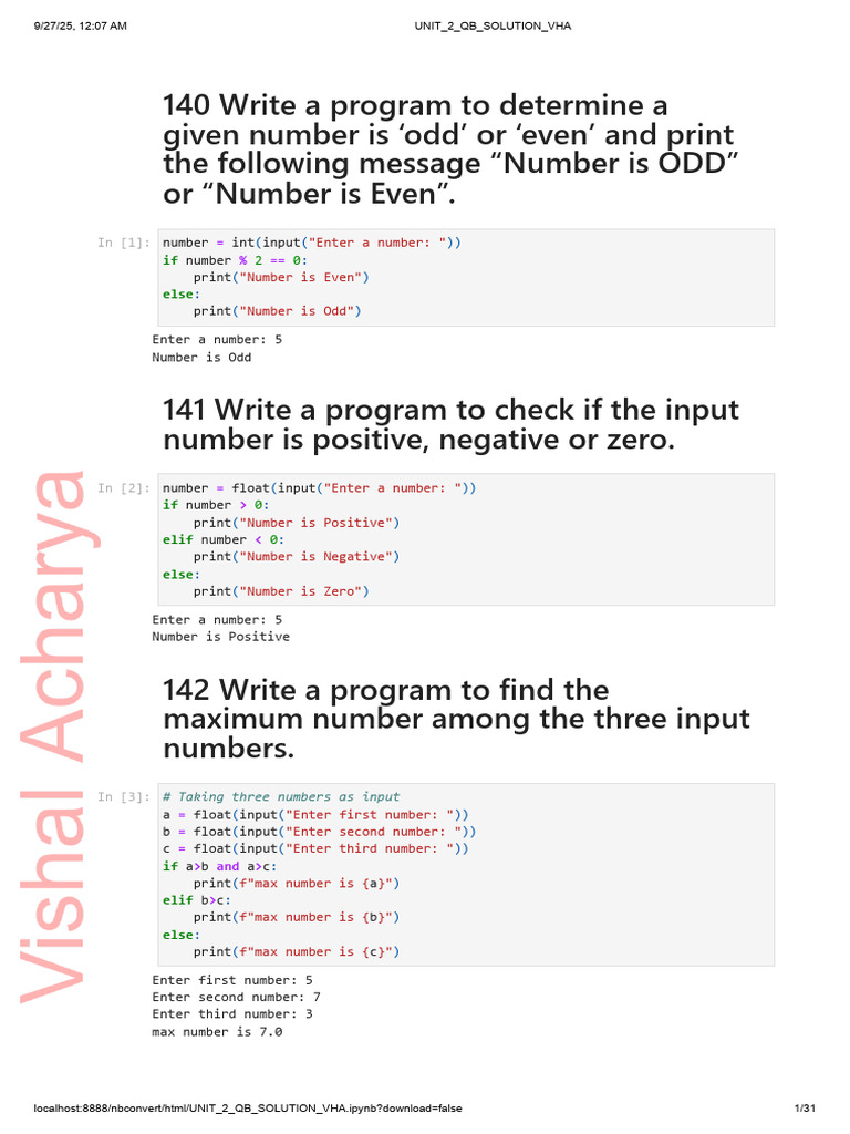 Python Programs for Basic Number Operations | PDF | Computer ...