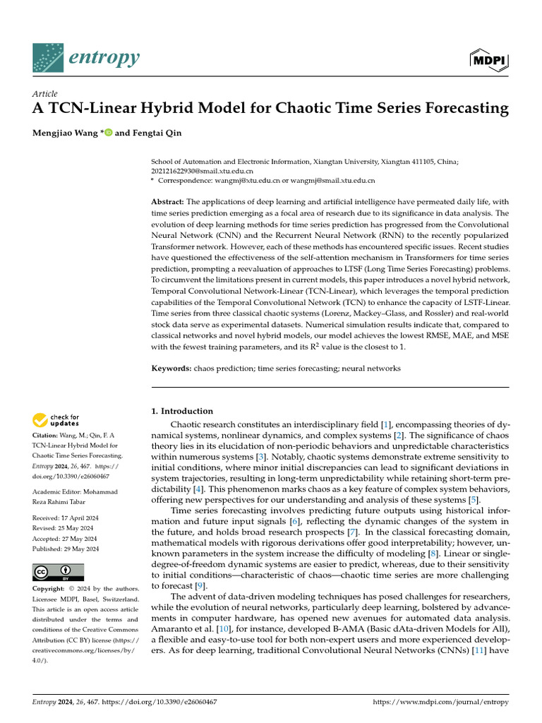 TCN-Linear Model for Time Series Forecasting | PDF | Chaos Theory ...