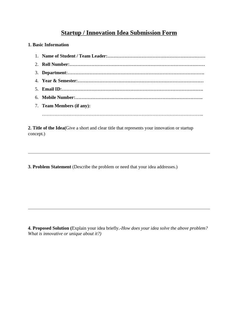 Innovation Idea Submission Form | PDF