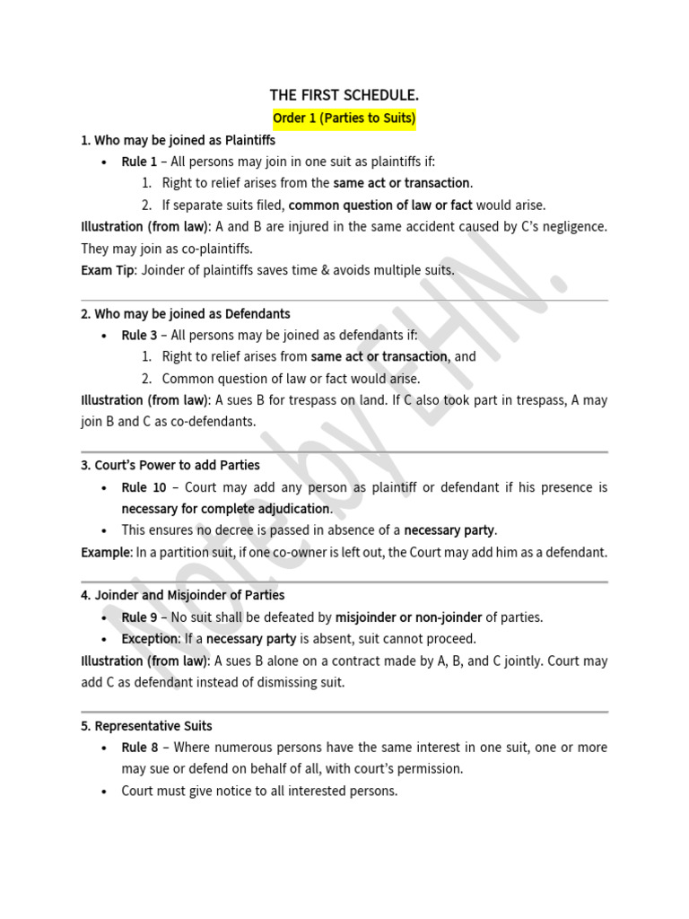 6106 Note for the First Schedule. | PDF | Lawsuit | Discovery (Law)
