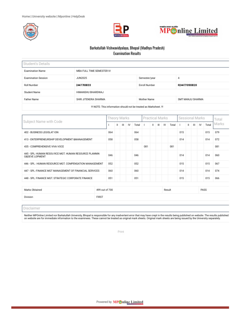 Barkatullah University, Bhopal | PDF