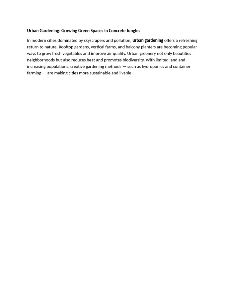 Urban Gardening | PDF