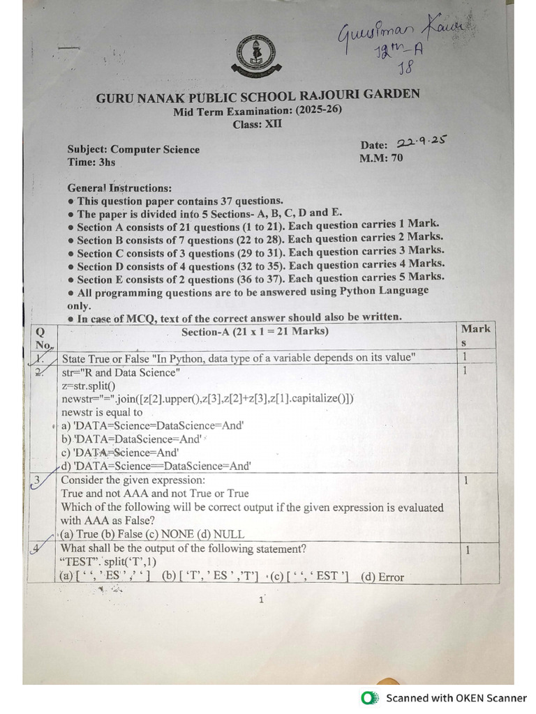 Computer Science Mid Term | PDF