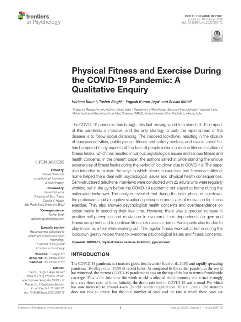 11 - Physical Fitness and Exercise During Covid Period | PDF | Physical ...