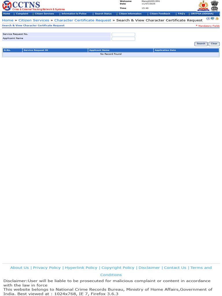 Government of India, Ministry of Home Affairs, National Crime Records ...