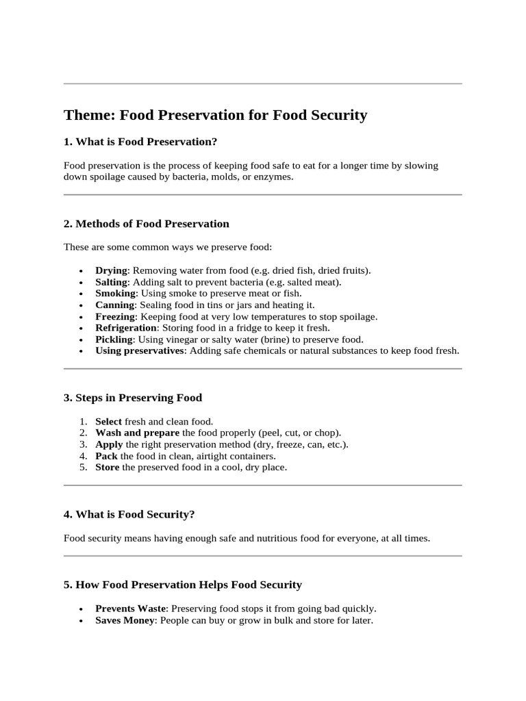 Food Preservation Techniques for Security | PDF