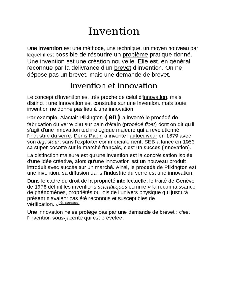 Comprendre l'invention et l'innovation | PDF